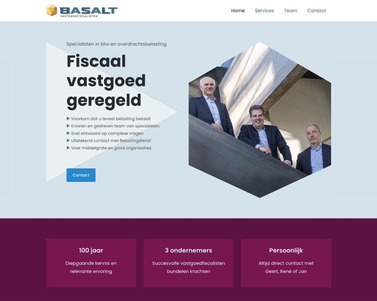 website gemaakt voor Basalt Vastgoedfiscalisten